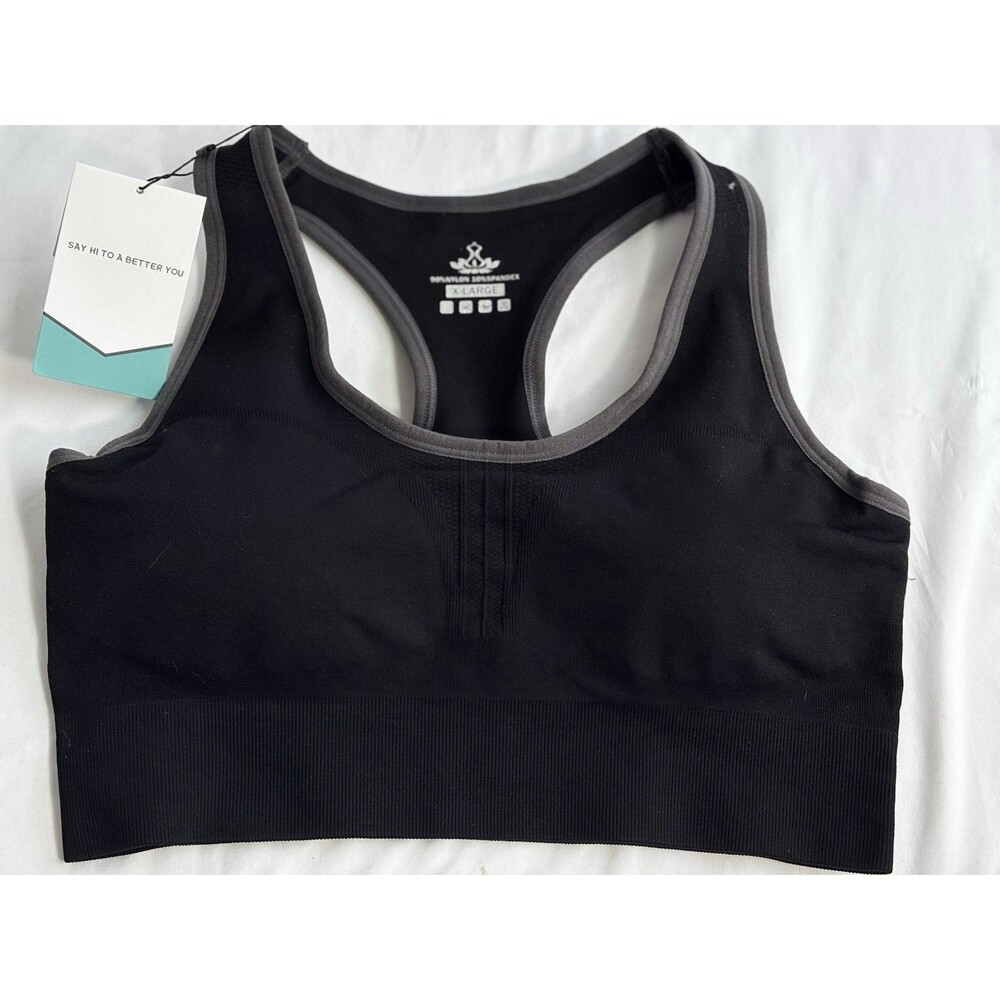 Heathyoga Exercise Yoga Sports Bra XL X-Large Black Removable Padding NWT